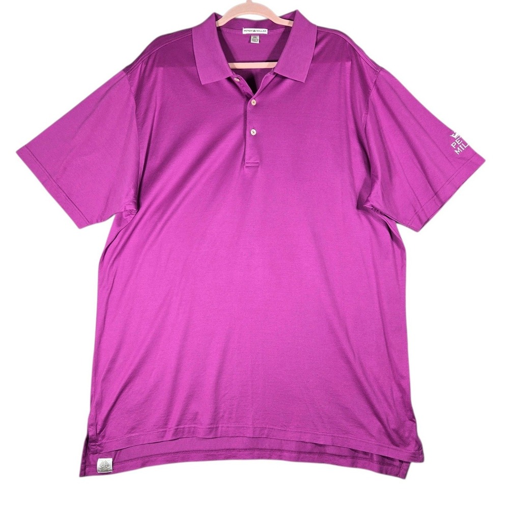 Peter Millar Crown Polo Shirt XXL Purple Short Sleeve Cotton Golf Classic Fit